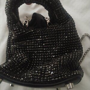 Sparkly rhinestone black small evening purse